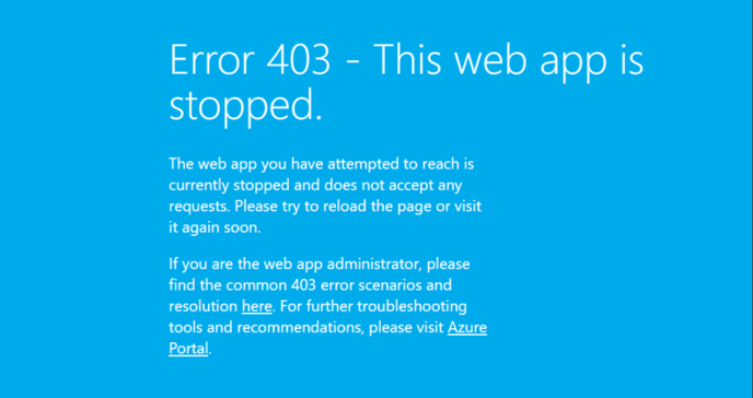 Error 403 - This web app is stopped